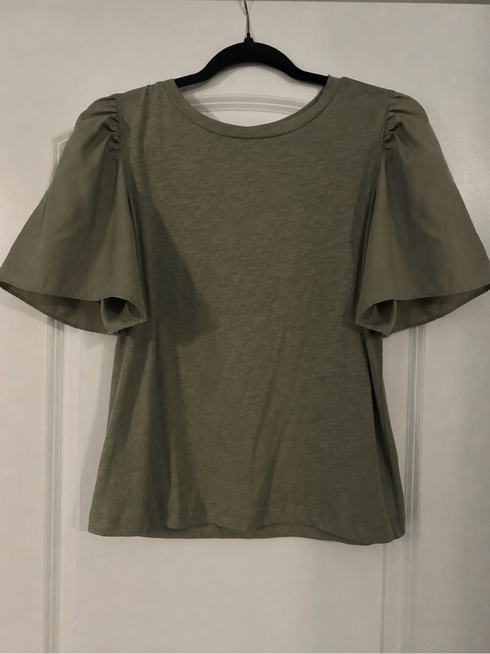 LOFT Olive Green Puff Sleeve Top